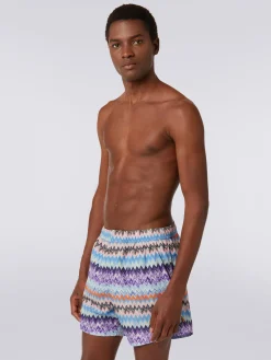 Boxer mare in tessuto tecnico stampa chevron