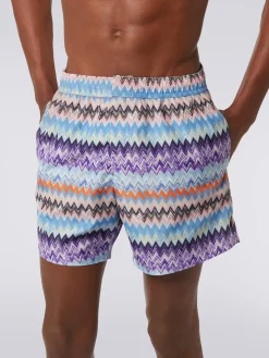 Boxer mare in tessuto tecnico stampa chevron