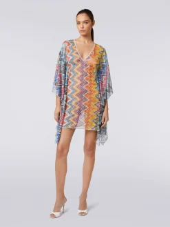 Caftano copricostume corto zig zag con lurex