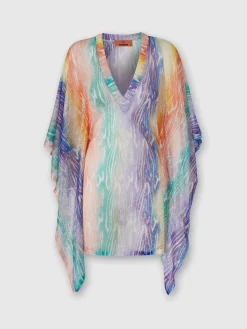 Caftano copricostume corto stampa tie-dye