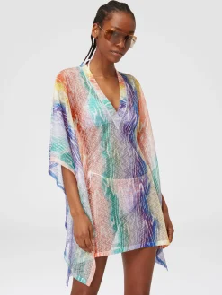 Caftano copricostume corto stampa tie-dye