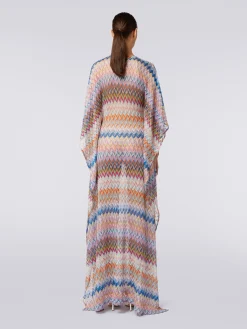Caftano copricostume lungo con scollo a V e lurex
