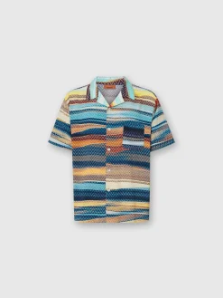 Camicia bowling con stampa zig zag sfumata e taschino