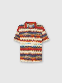 Camicia bowling con stampa micro zig zag sfumata e taschino