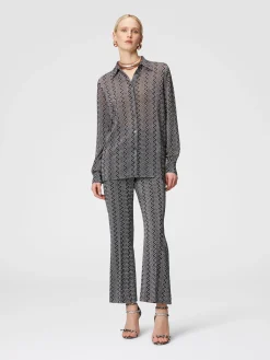 Camicia con motivo zig zag lamé