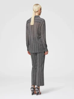 Camicia con motivo zig zag lamé