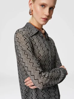 Camicia con motivo zig zag lamé