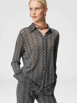 Camicia con motivo zig zag lamé