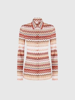 Camicia con motivo zig zag seghettato lamé