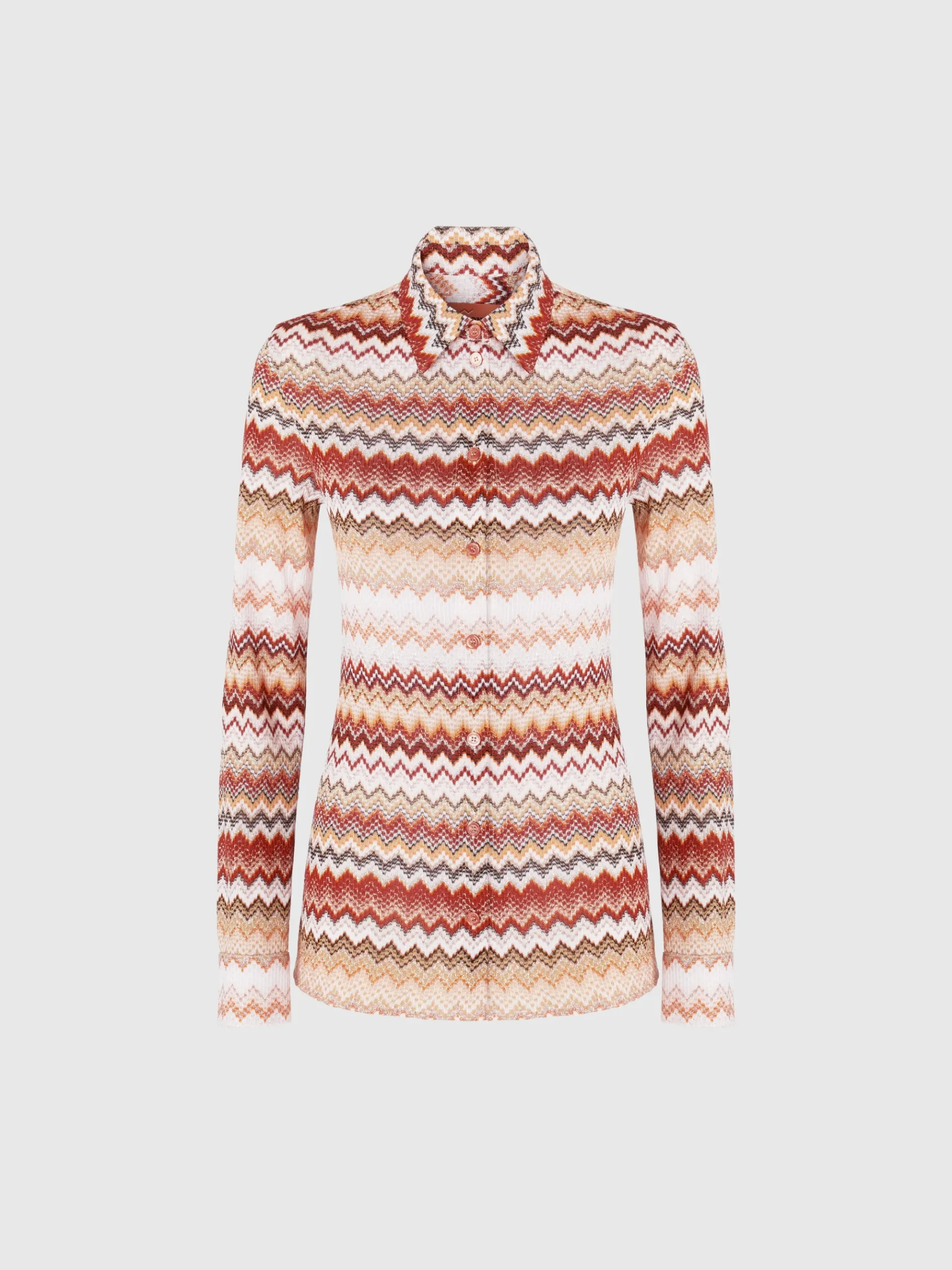 Camicia con motivo zig zag seghettato lamé