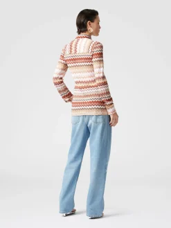 Camicia con motivo zig zag seghettato lamé