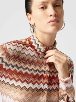 Camicia con motivo zig zag seghettato lamé