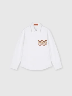 Camicia in cotone con dettaglio zig zag sul taschino