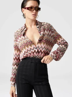 Camicia in cotone e viscosa zig zag