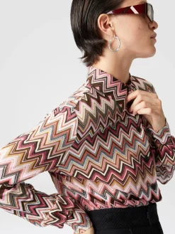 Camicia in cotone e viscosa zig zag