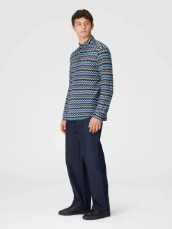 Camicia in cotone zig zag con taschino