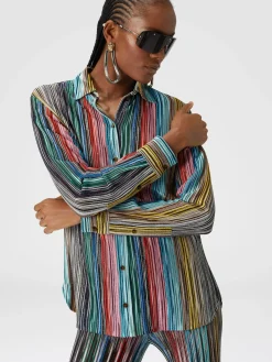 Camicia in maglia a costine fiammata lamé