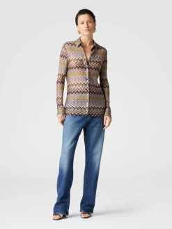 Camicia in maglia di viscosa zig zag