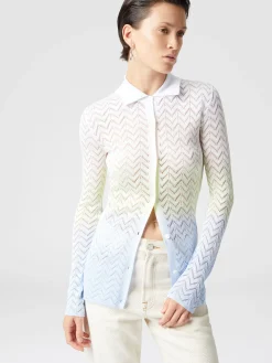 Camicia in maglia di viscosa chevron sfumata