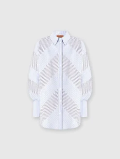 Camicia in popeline di cotone rigato con maniche ampie