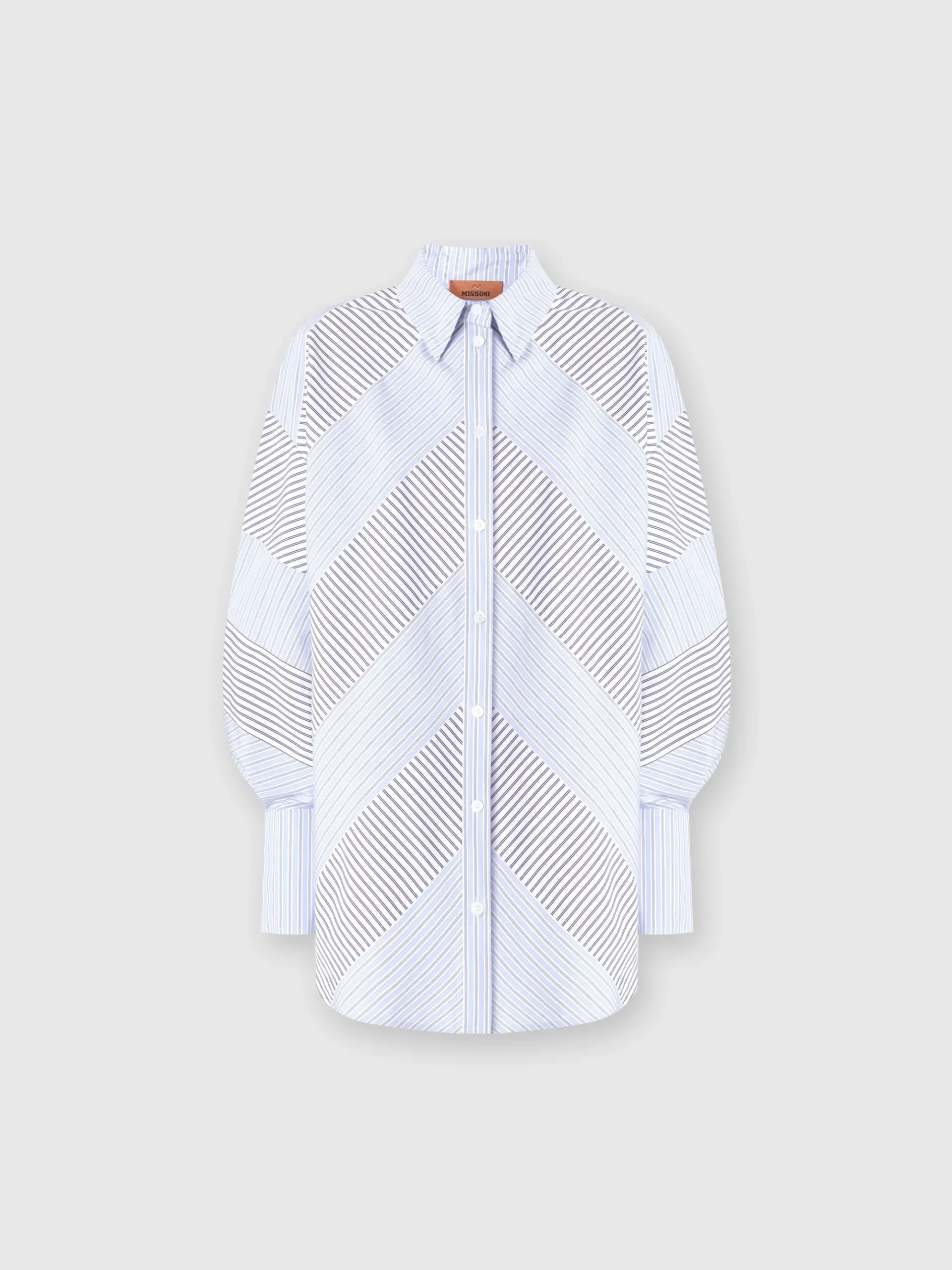 Camicia in popeline di cotone rigato con maniche ampie