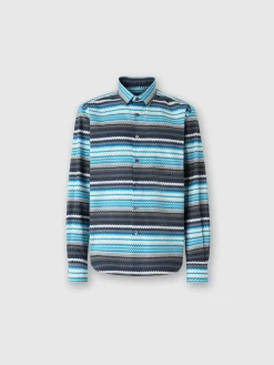 Camicia in popeline di cotone stampa zig zag