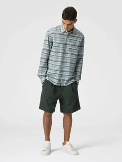 Camicia in popeline di cotone zig zag con taschino