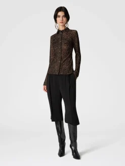 Camicia in tulle zig zag con arricciatura