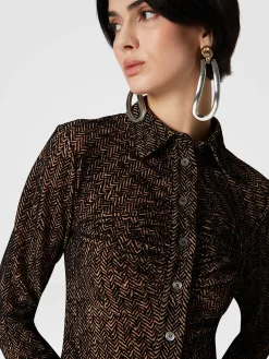 Camicia in tulle zig zag con arricciatura
