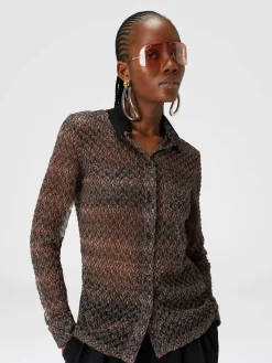 Camicia motivo pizzo lamé