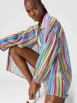 Camicia oversize in seta e cotone stampata