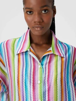 Camicia oversize in seta e cotone stampata