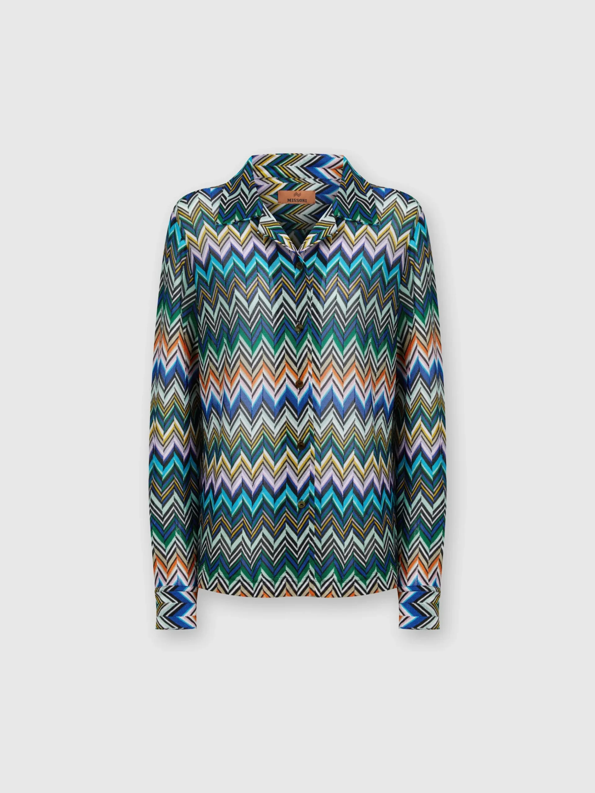 Camicia taglio bowling in viscosa zig zag