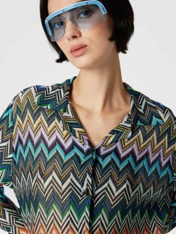 Camicia taglio bowling in viscosa zig zag