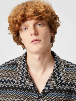 Camicia taglio bowling in cotone zig zag