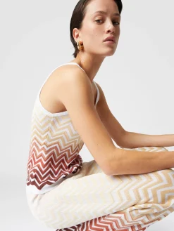 Canittiera in cotone e viscosa chevron dégradé