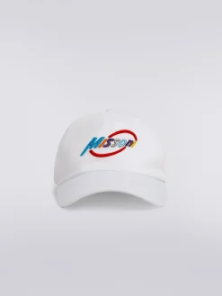 Cappello con visiera in cotone con scritta logo multicolore