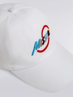 Cappello con visiera in cotone con scritta logo multicolore