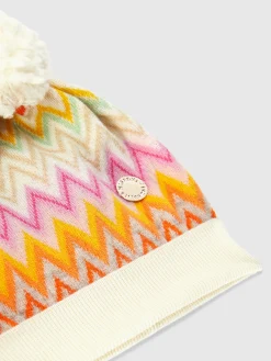 Cappello in lana zig zag con pon pon