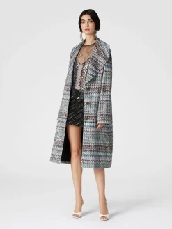 Cappotto lungo con applicazione di paillettes