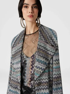 Cappotto lungo con applicazione di paillettes