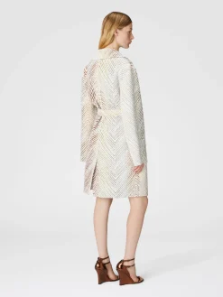 Cappotto monopetto in tessuto con motivo zig zag 3D