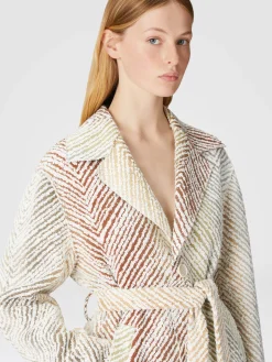 Cappotto monopetto in tessuto con motivo zig zag 3D