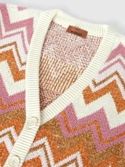 Cardigan in misto cotone e cachemire lamé