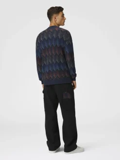Cardigan in misto cotone chevron sfumato con tasche