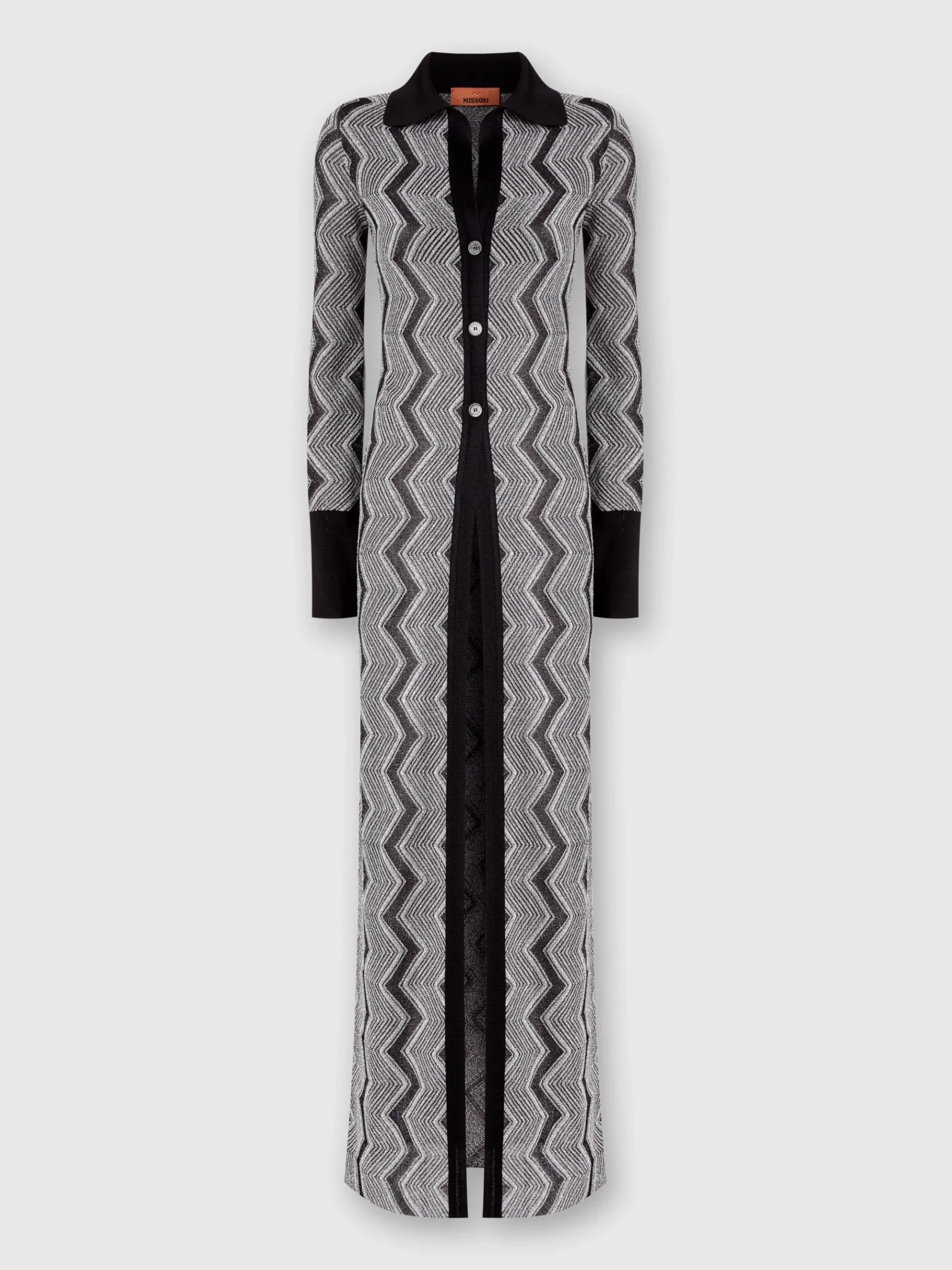 Cardigan lungo in viscosa zig zag lamé