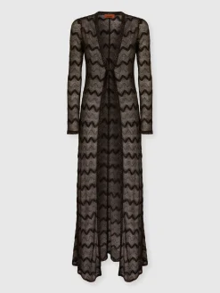 Cardigan lungo in viscosa zig zag lamé