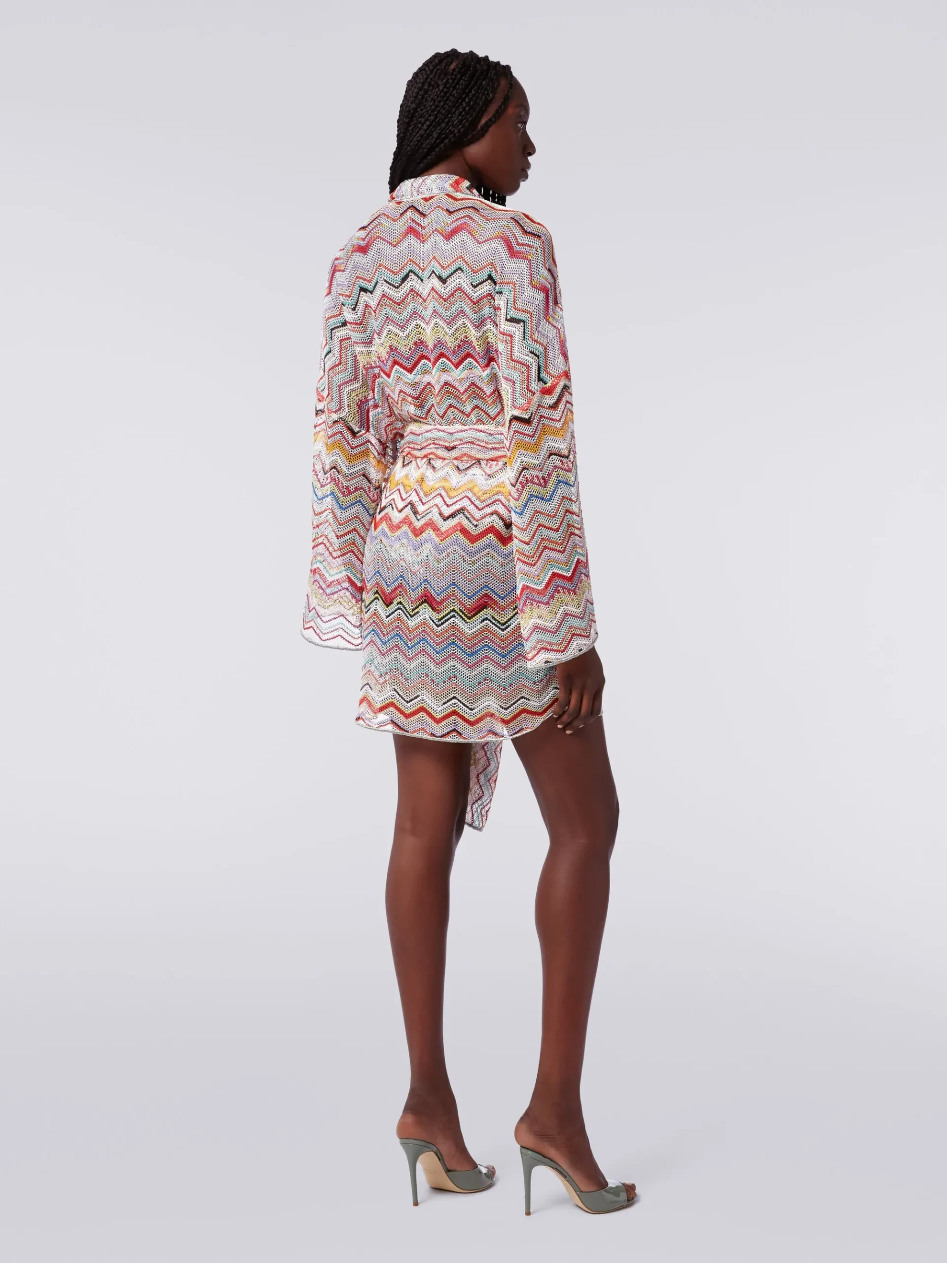 Copricostume a vestaglia in crochet zig zag con lurex