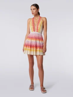 Copricostume corto effetto pizzo dégradé con lurex