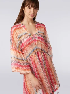 Copricostume corto in tulle di viscosa chevron